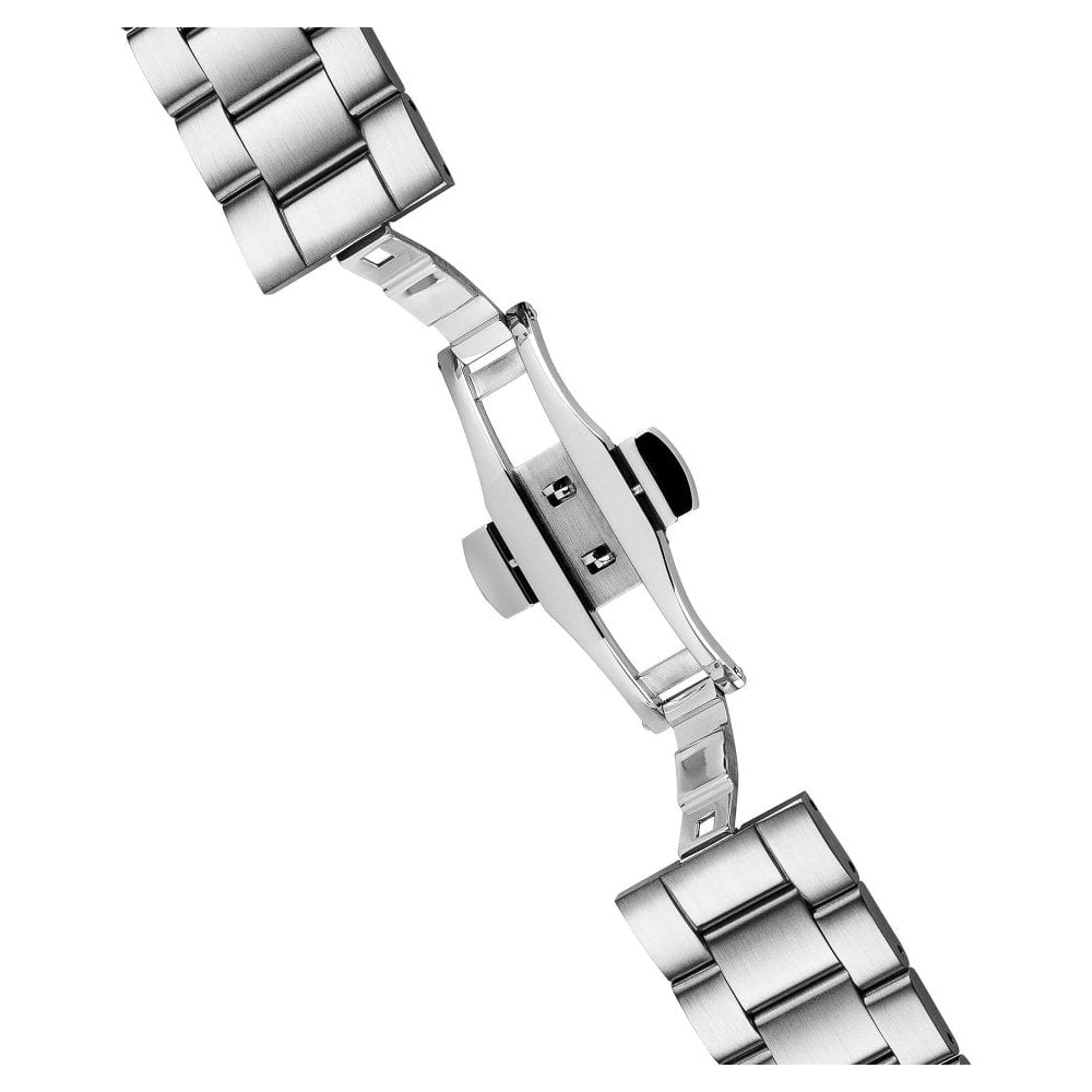 Mens The Regent Automatic Watch with Black Dial and Silver Stainless Steel Bracelet