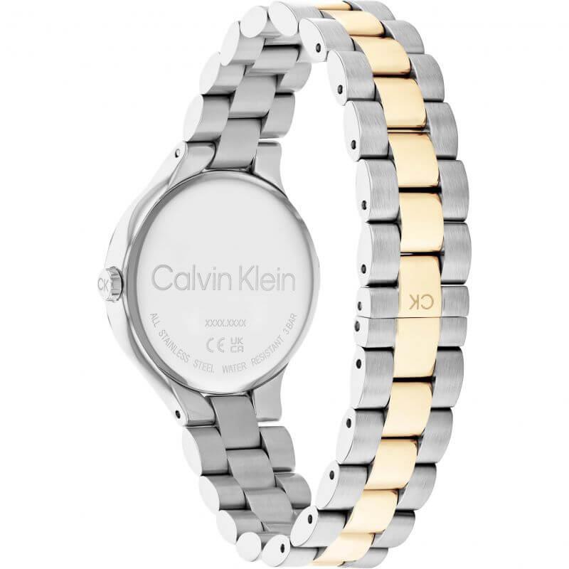 Linked Silver Sunray Dial Two Tone Bracelet Strap Ladies Watch