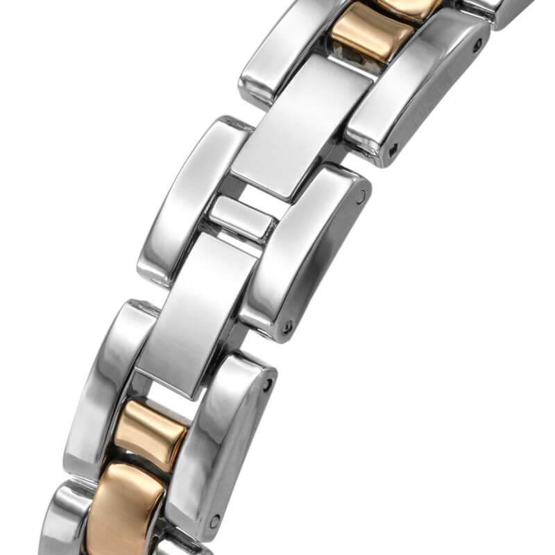 Two Tone Case & Bracelet with Stone Set Rose Dial Ladies Watch