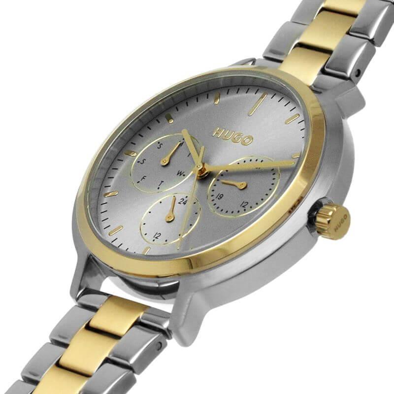 EDGY Grey Multifunctional Dial & Two Tone Bracelet Strap Ladies Watch