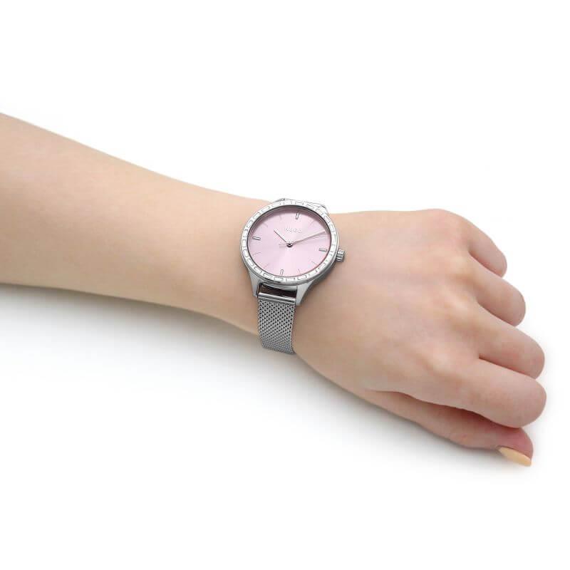 FLASH Pink Dial & Steel Mesh Strap Ladies Watch