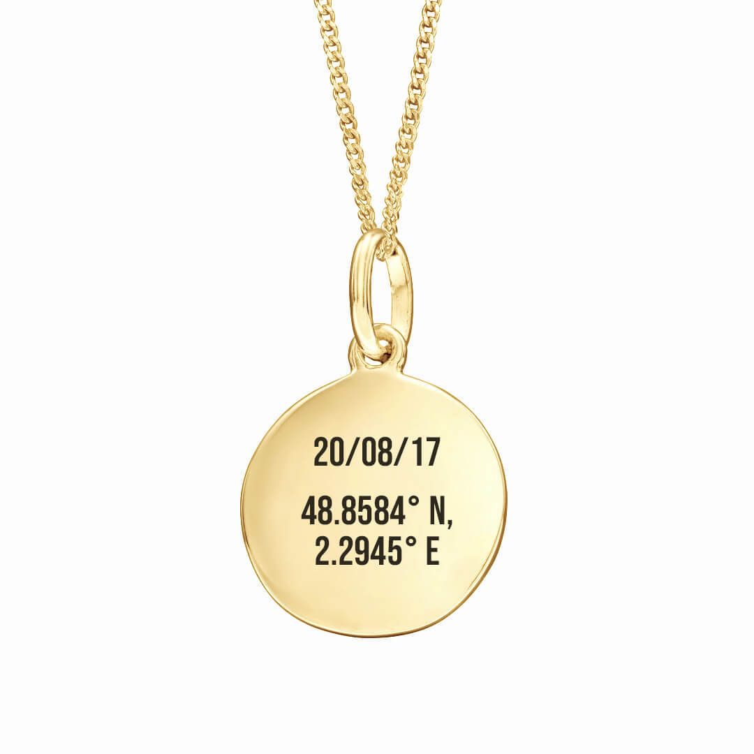 12mm Round Tag YG Plated Pendant Necklace