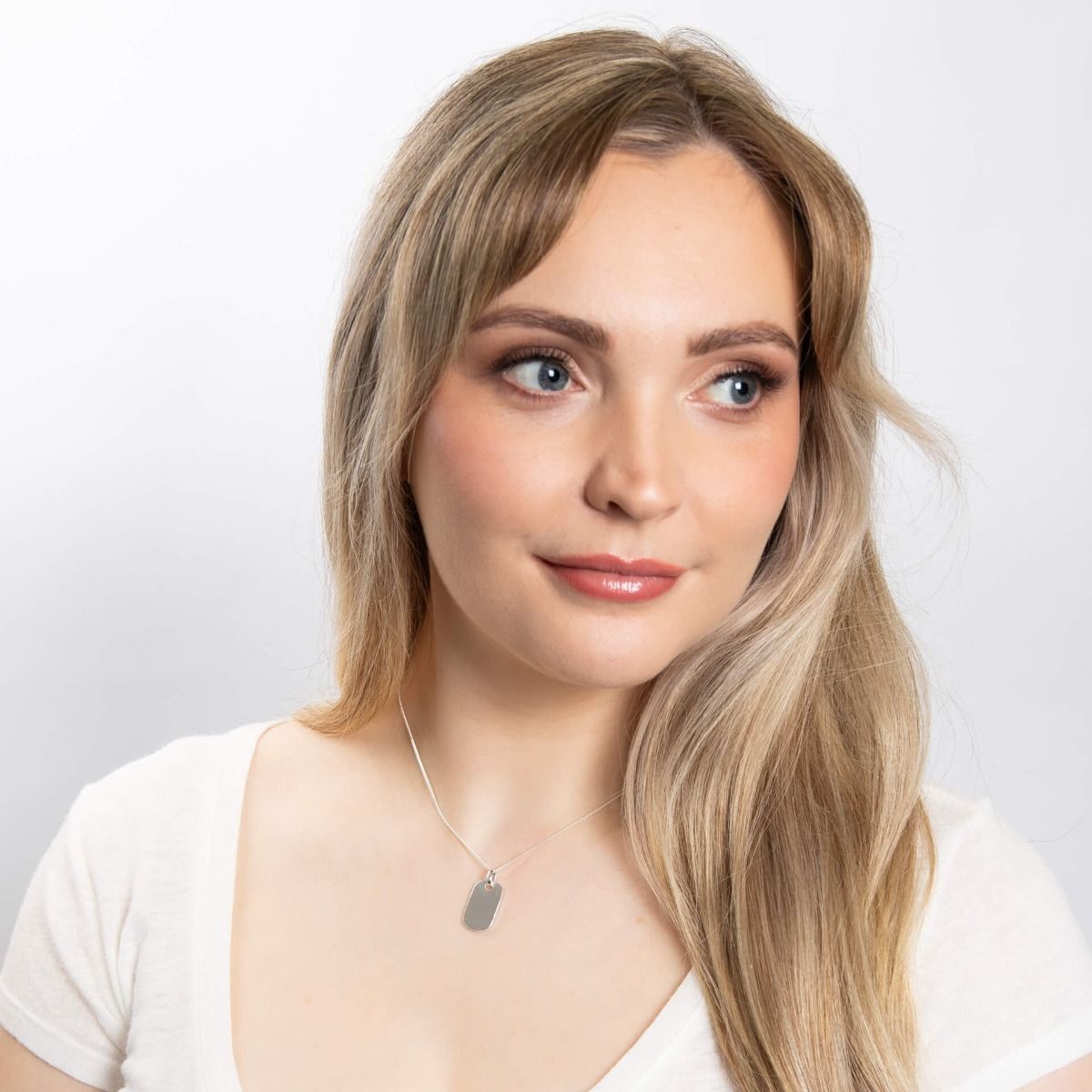 Rounded Rectangle Tag Pendant Necklace