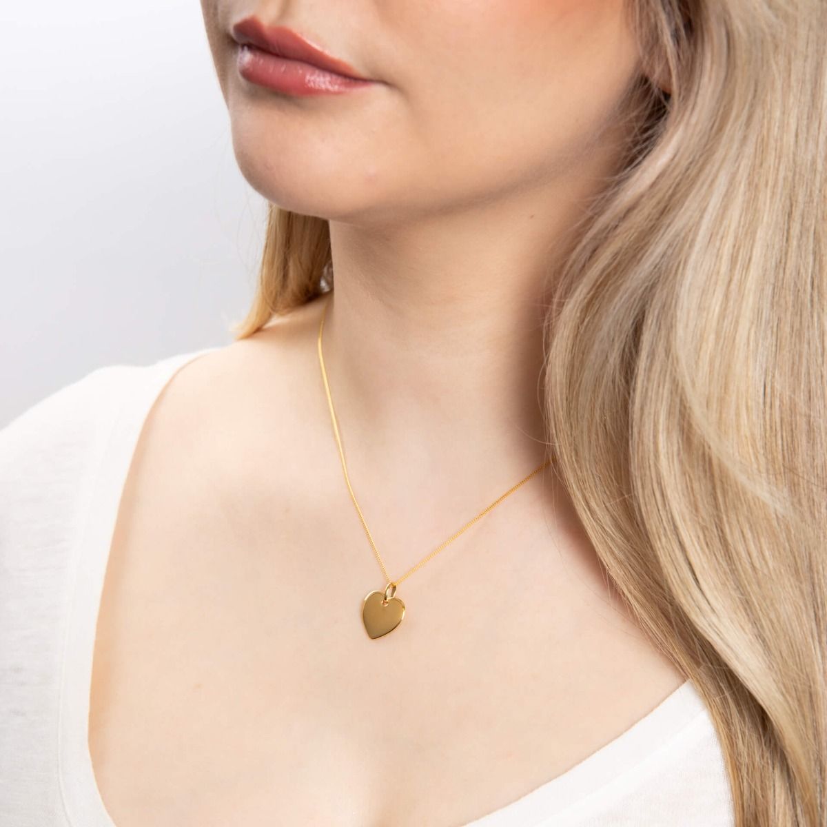 Heart Tag YG Plated Pendant Necklace