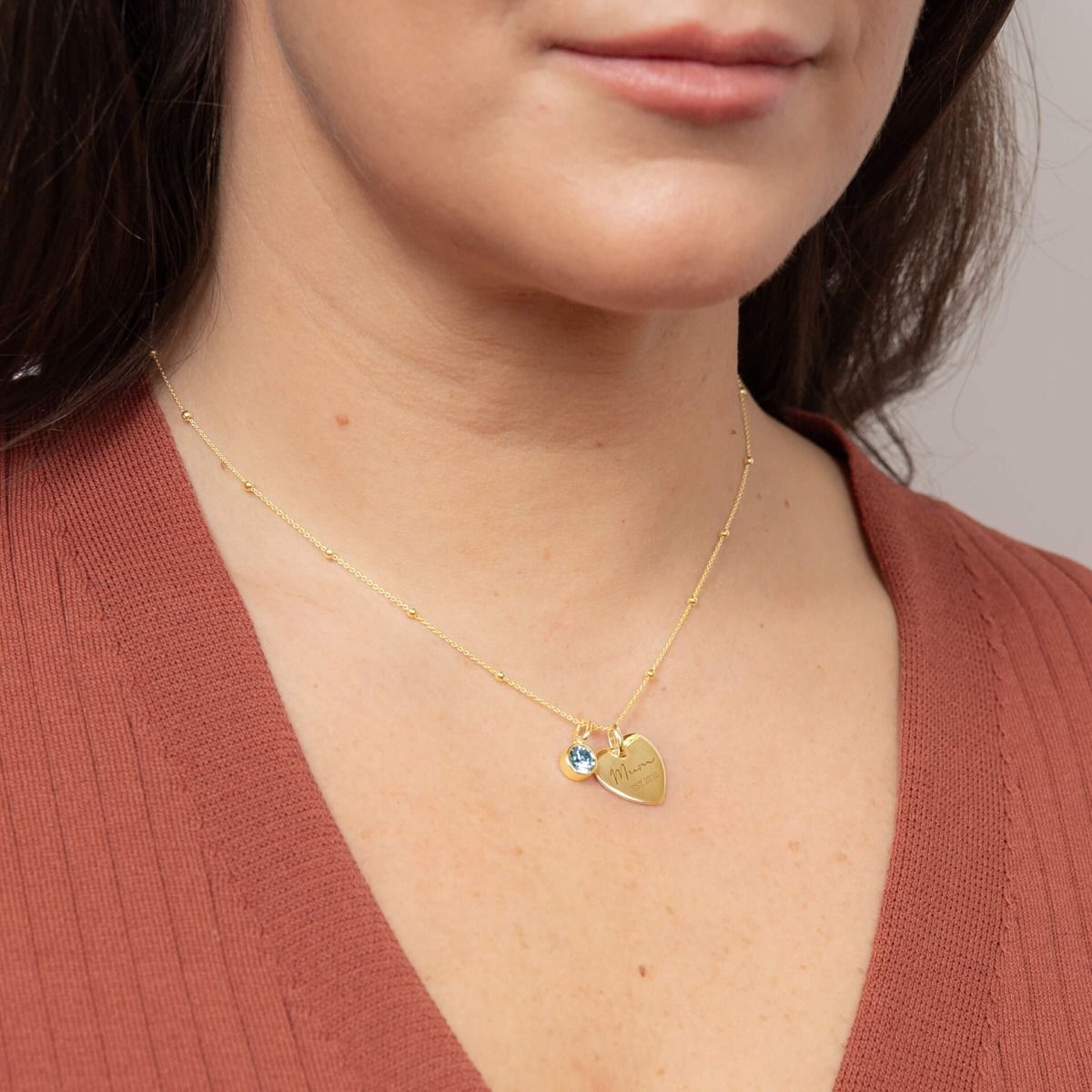 Heart Tag YG Plated Pendant Necklace