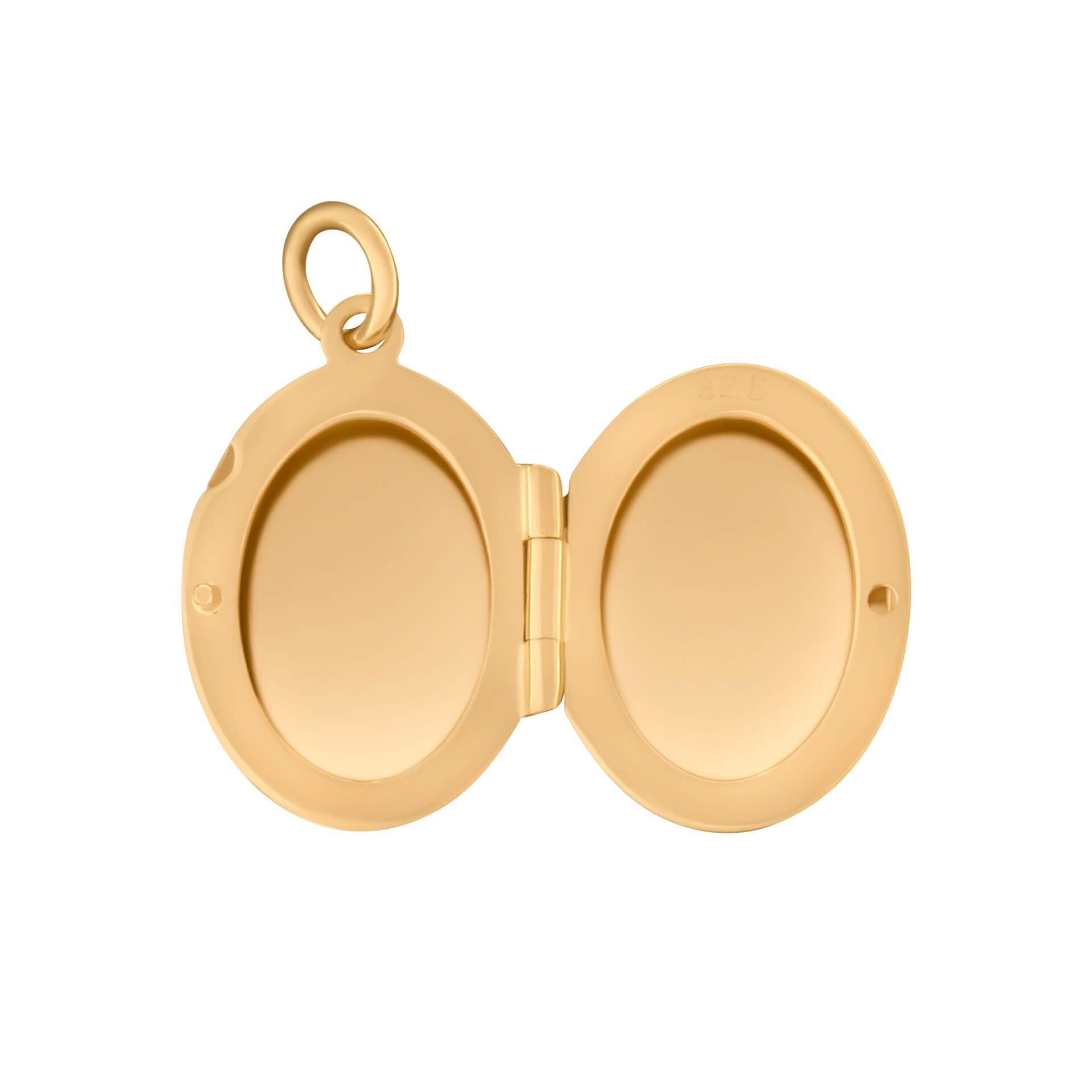 Small Oval YG Plated Locket Pendant Necklace