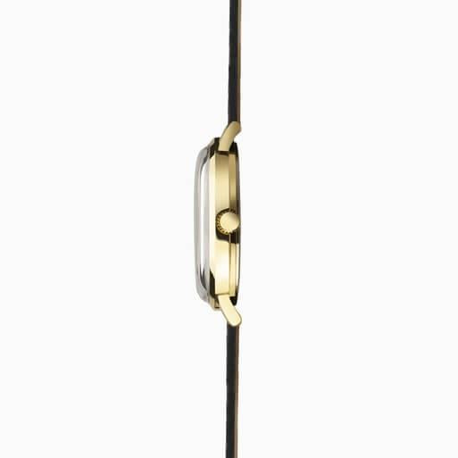 Gold Case With Gold Dial & Black Leather Strap Men's Heritage Watch