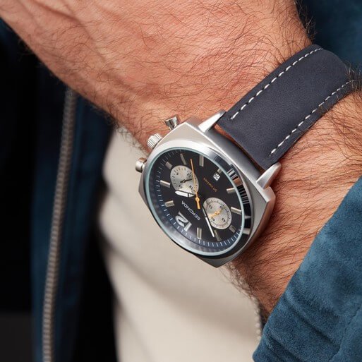 Airborne Chronograph Blue Dial & Blue Leather Strap Men's Watch
