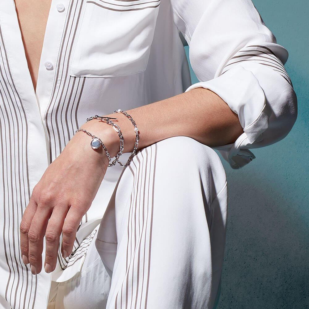 Revival Figaro Chain Link T-Bar Bracelet (H)