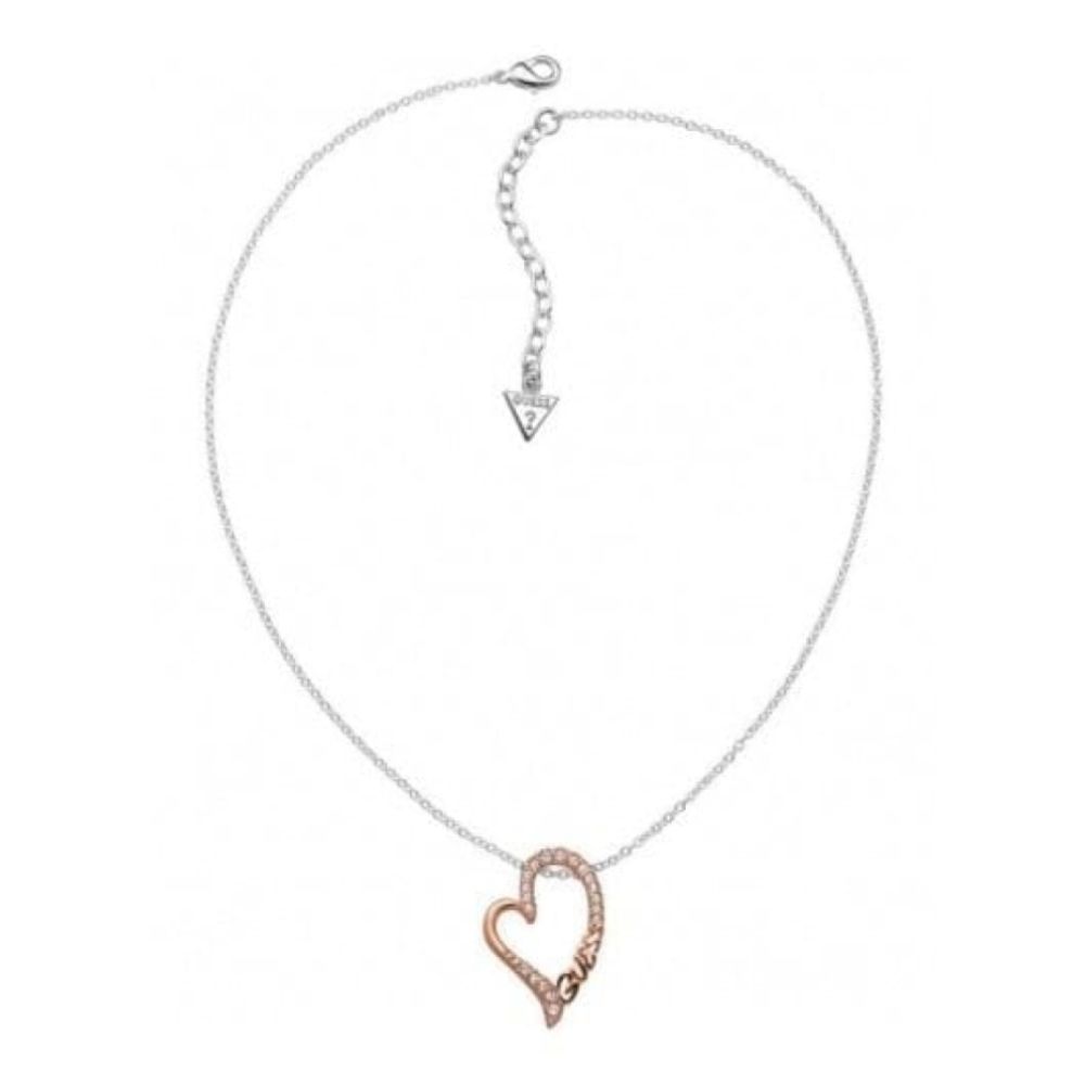 Ladies Rose Gold Cut Out Heart Crystalised Pendant Necklace