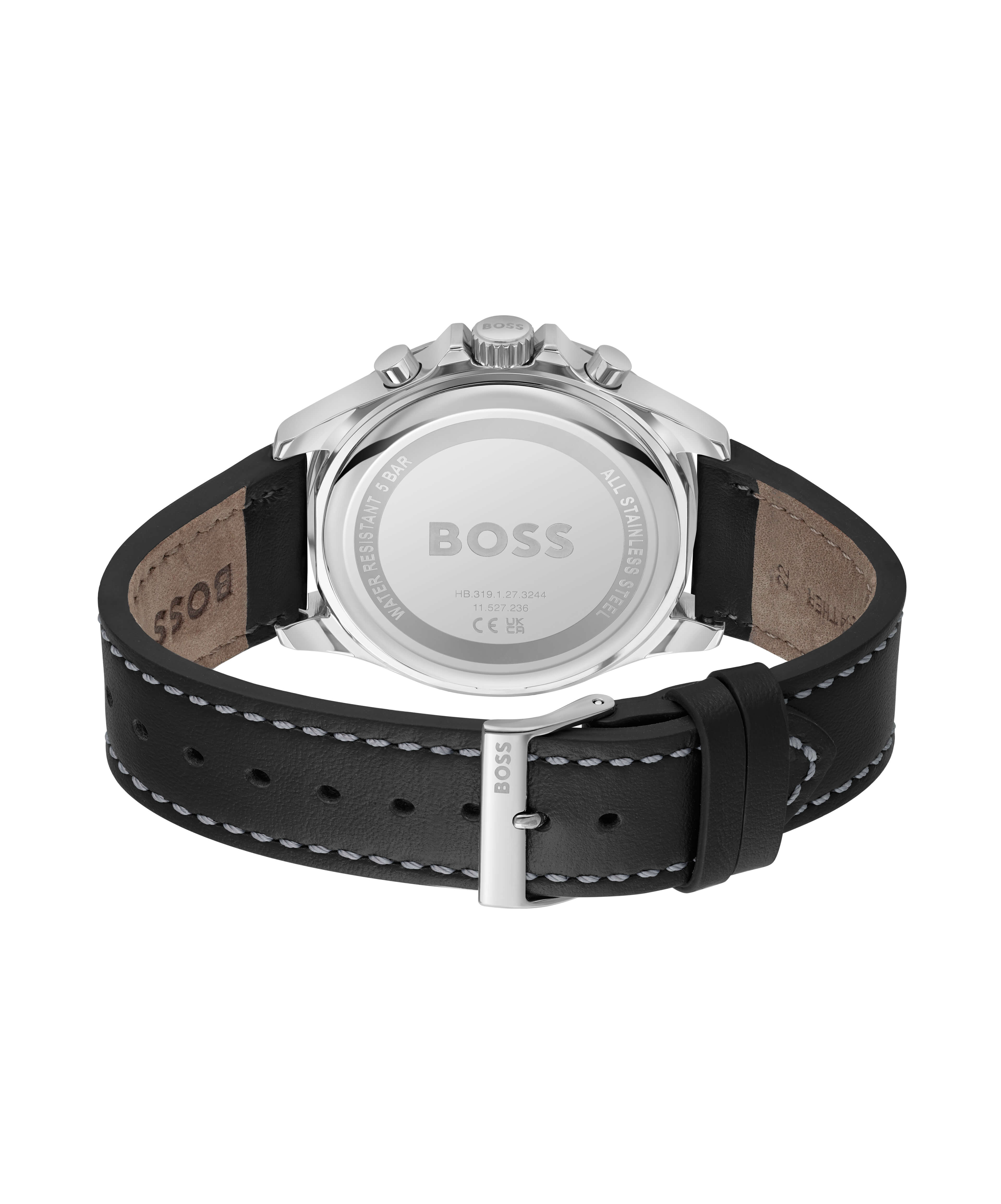 Troper Black Chronograph Dial & Leather Strap Watch