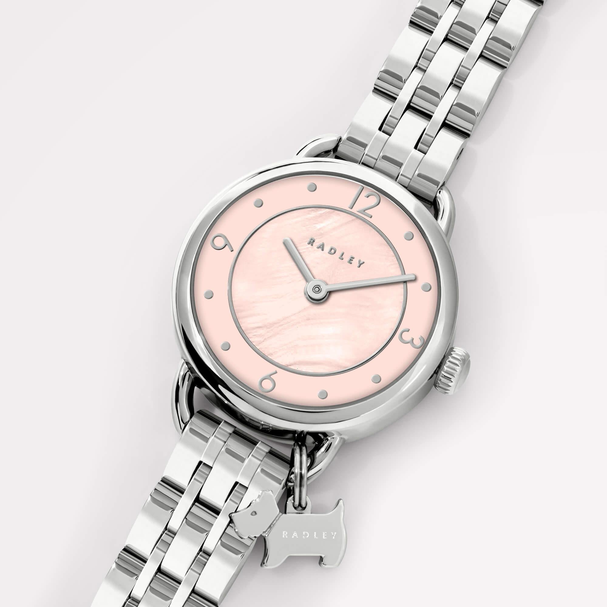 Pink MOP Dial With Silver Plated Bracelet Watch