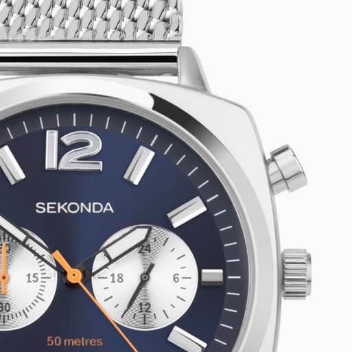 Airborne Chronograph Blue Dial With Alloy Case & SS Mesh Bracelet Men's Watch