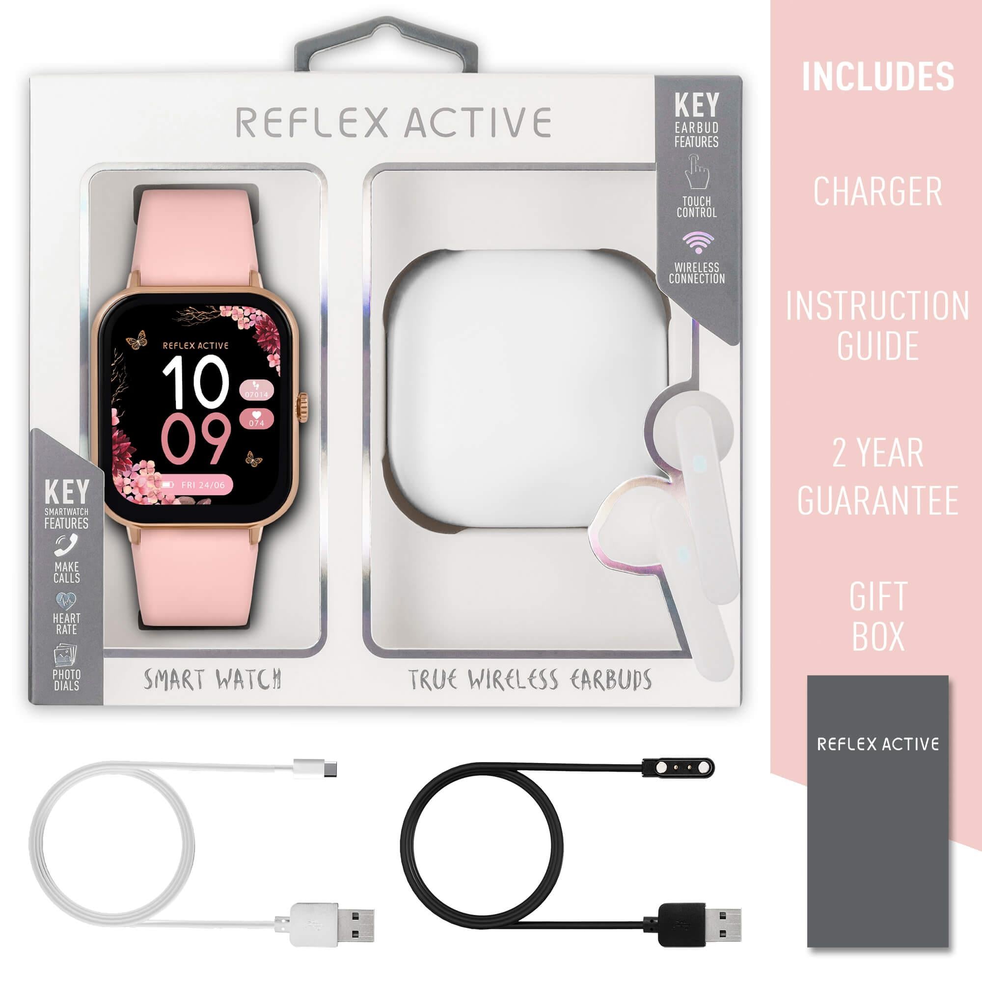 Series 23 Pink Strap Smart Watch & True Wireless Sound Earbud Set