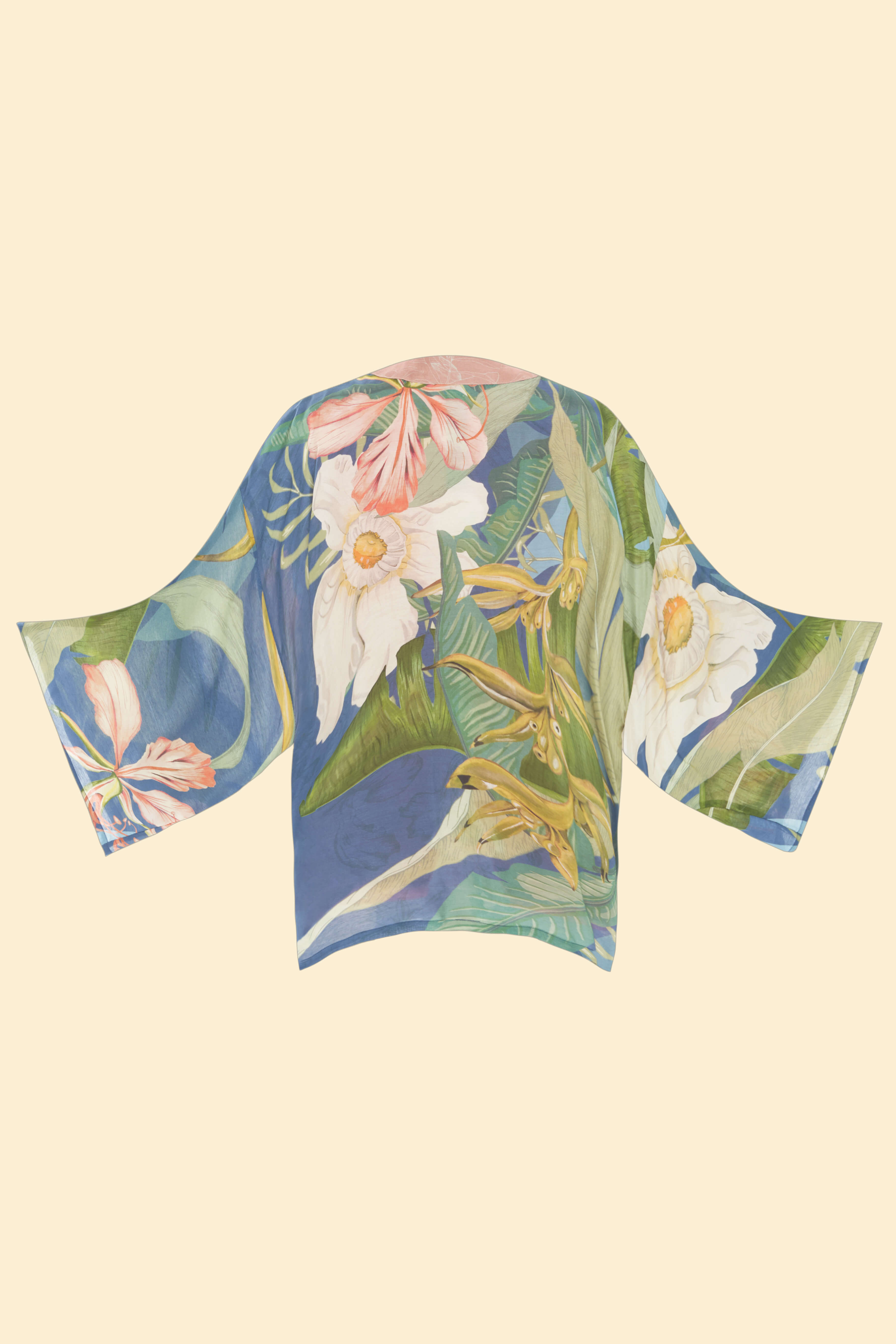 Delicate Tropics Kimono Jacket - Indigo