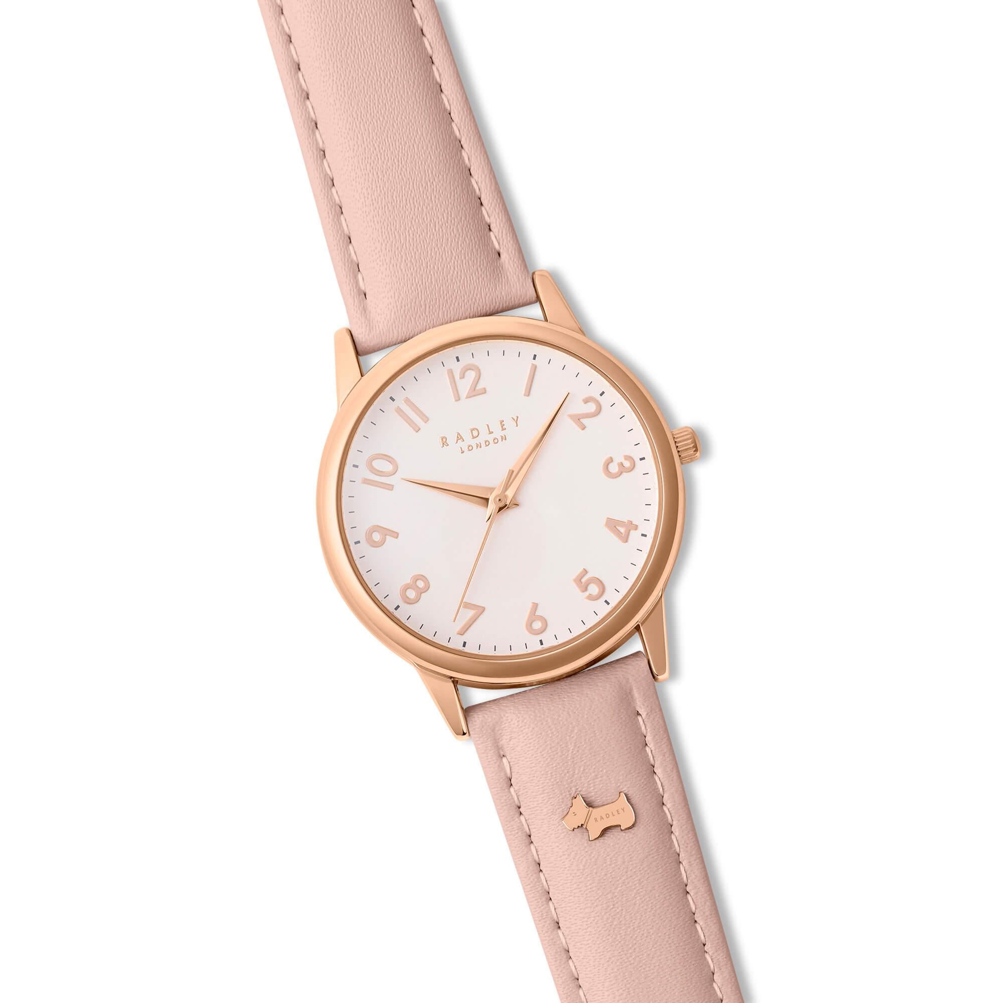 Rose Gold Plated Pink Leather Strap Watch