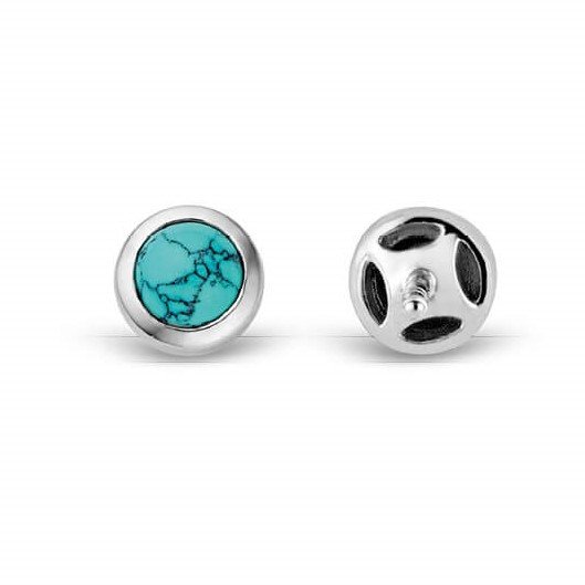 Turquoise Silver Round Stud Earrings
