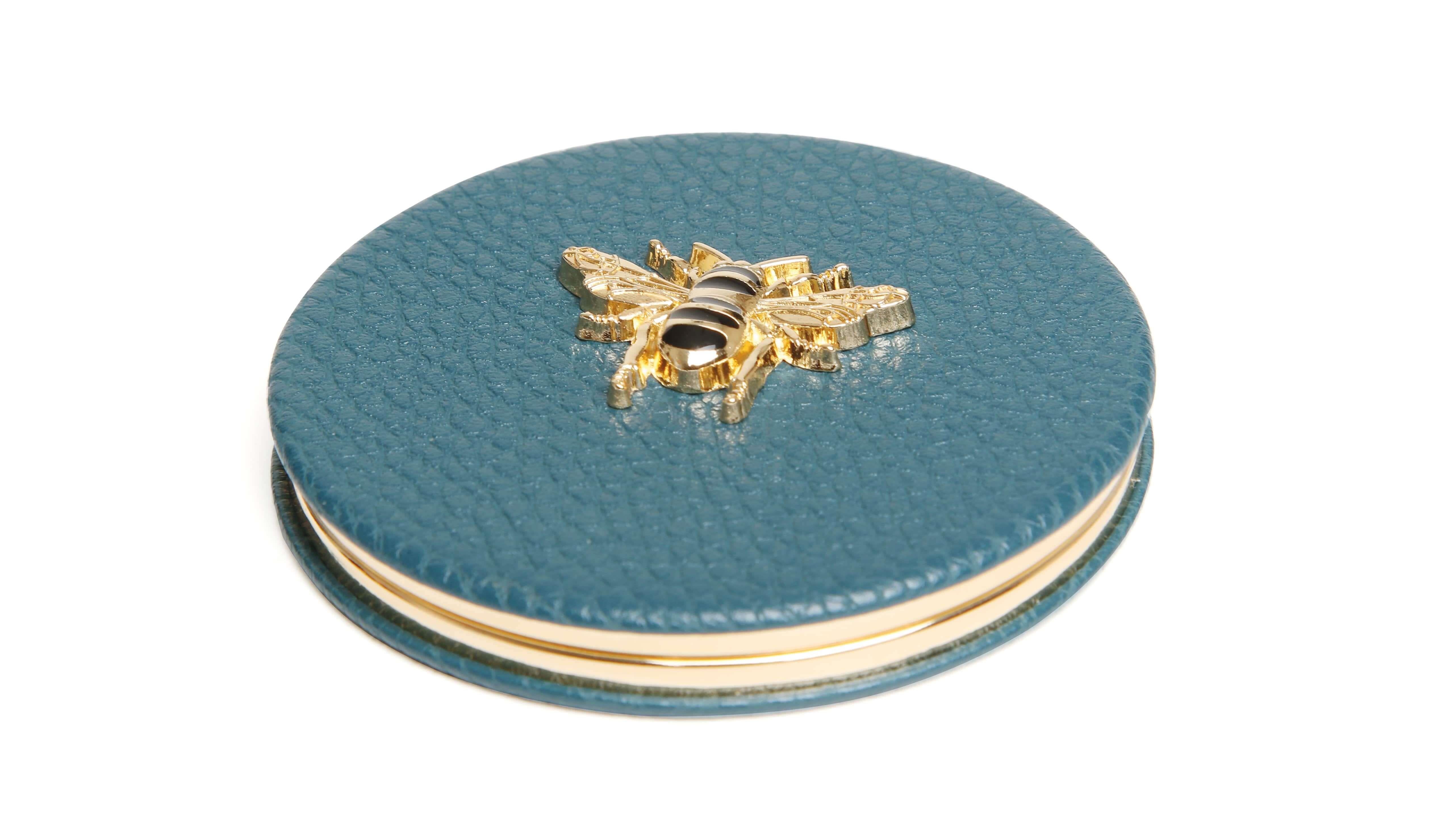 Round Mirror Compact In Teal