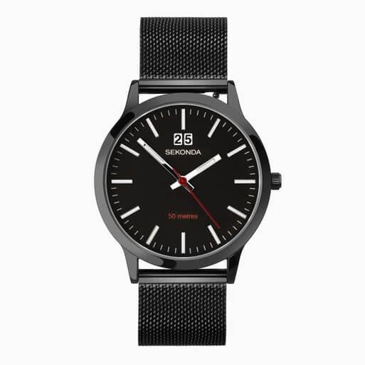 Black Case with Black Dial & Mesh Strap Men's Nordic Watch