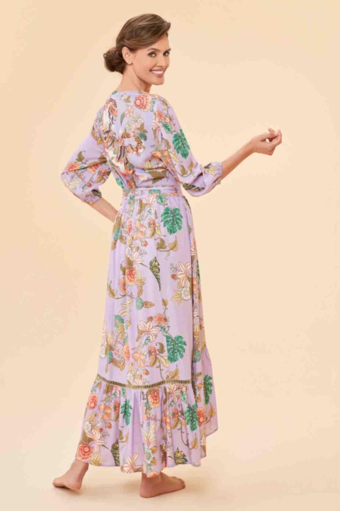 Powder Prancing Tiger Wrap Dress - Lilac | Edmonds
