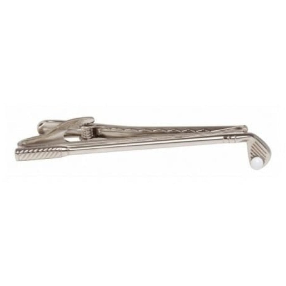 Rhodium Plated Golf Club Tie Bar