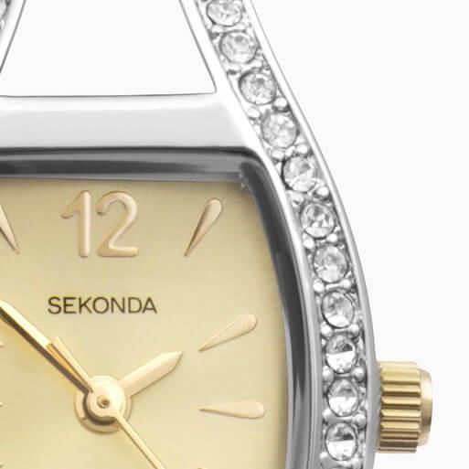 Cocktail Champagne Dial With Silver Case & Two Tone Bracelet Strap Ladies Watch