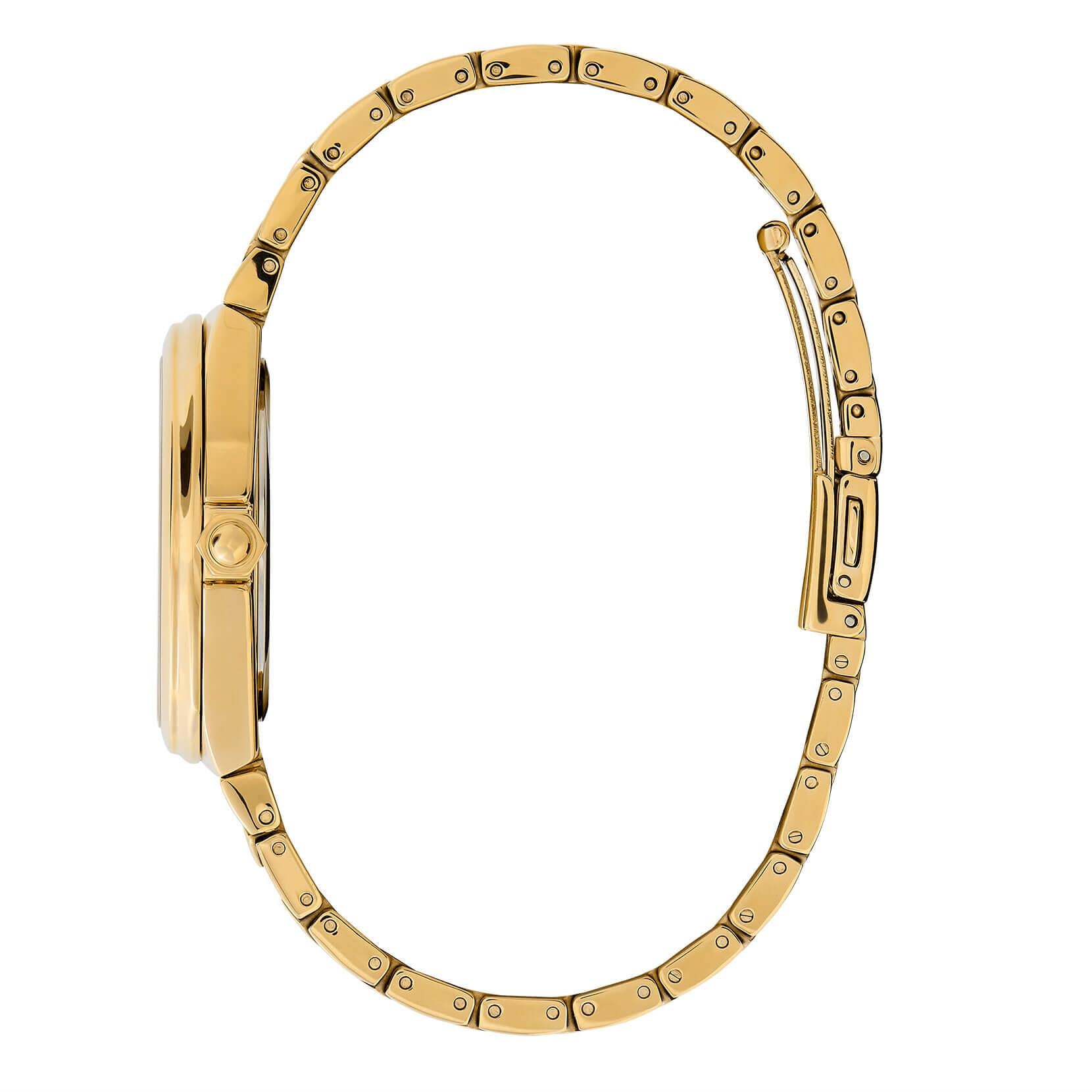 Lustre Multi-Function Black Dial & Gold Bracelet Watch