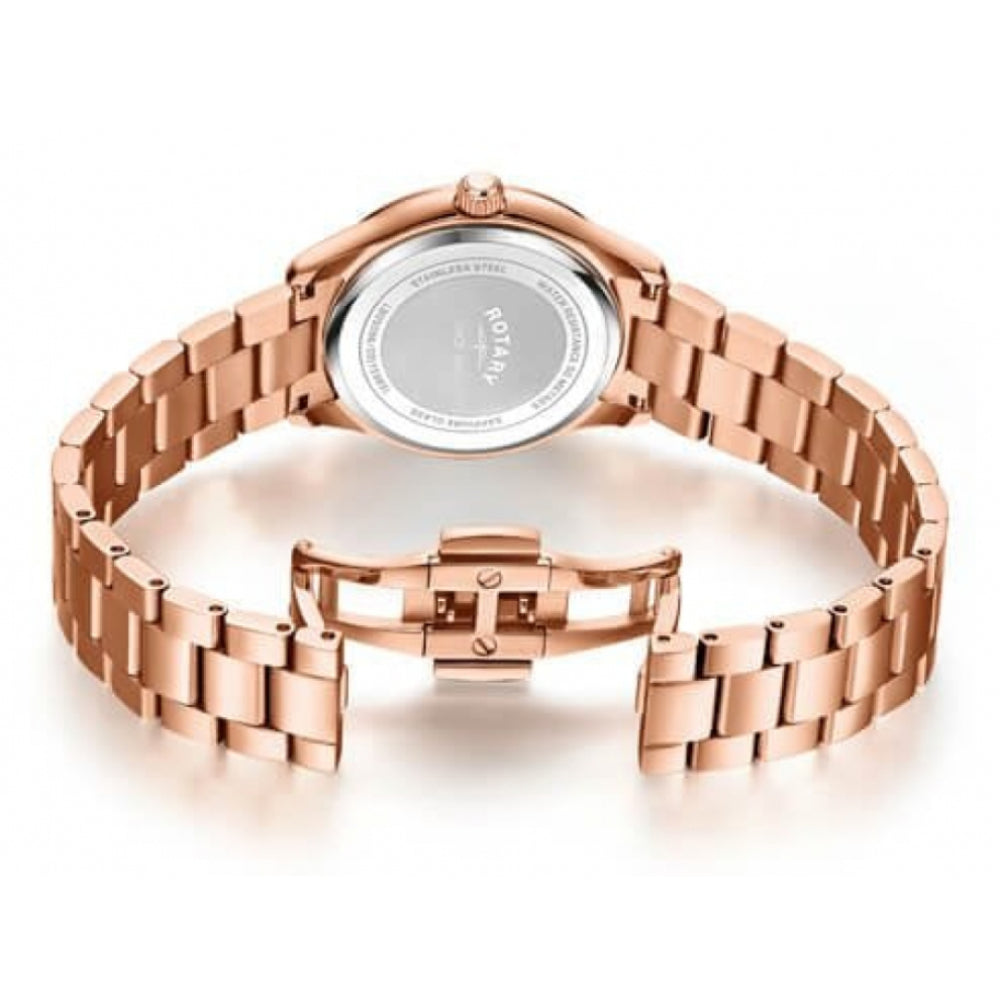 Rose Gold Tone Case With Stones Around & Bracelet Strap Ladies Oxford Watch