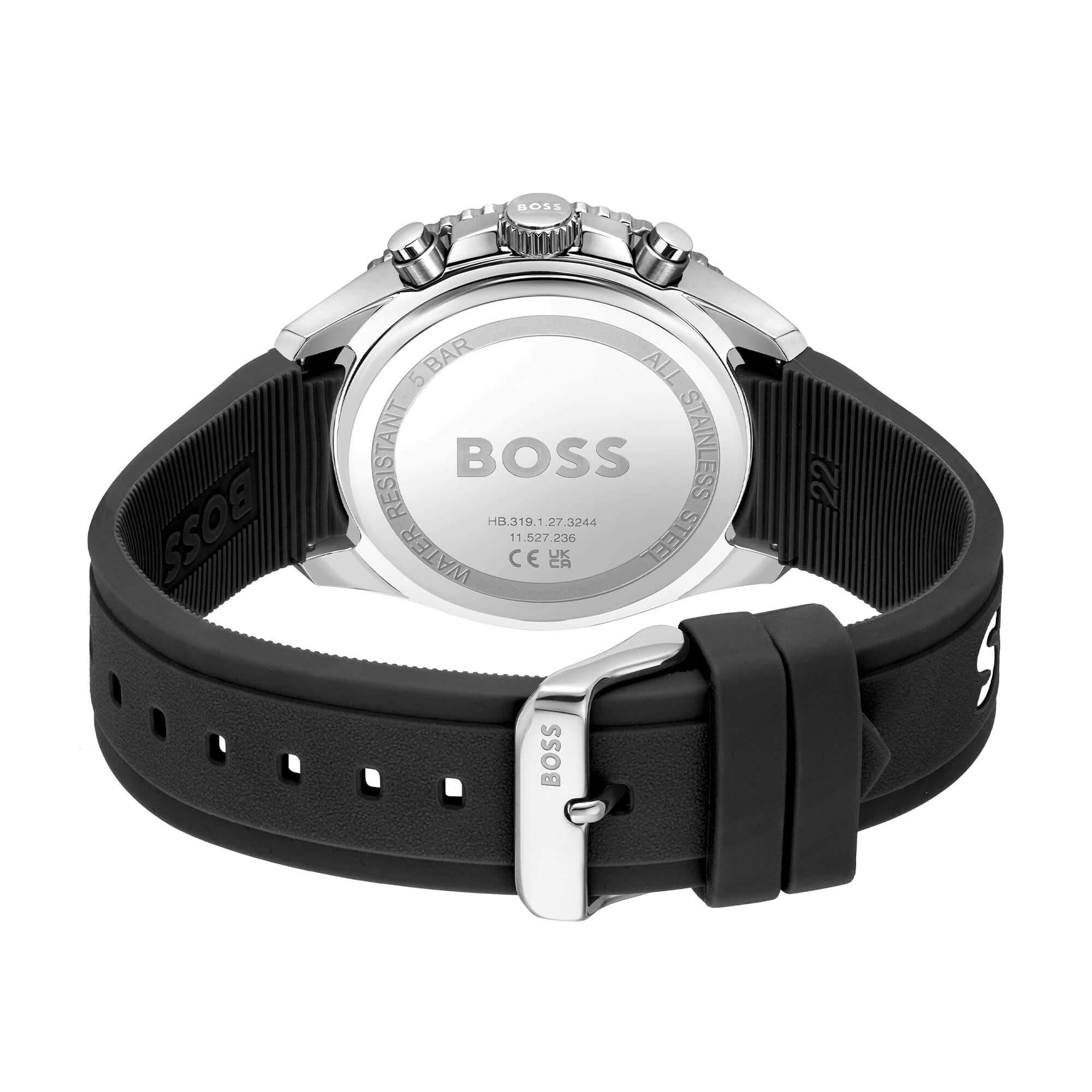 Runner Black Chronograph Dial With Black Silicone Strap Mens Watch